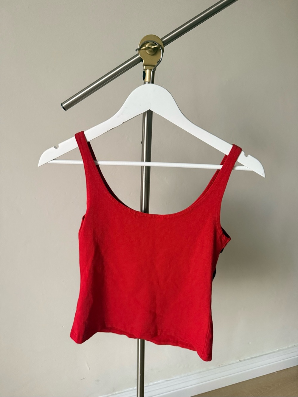 Y2K Red Tank Top with Black & Red Floral Appliqués - Picture 3 of 3